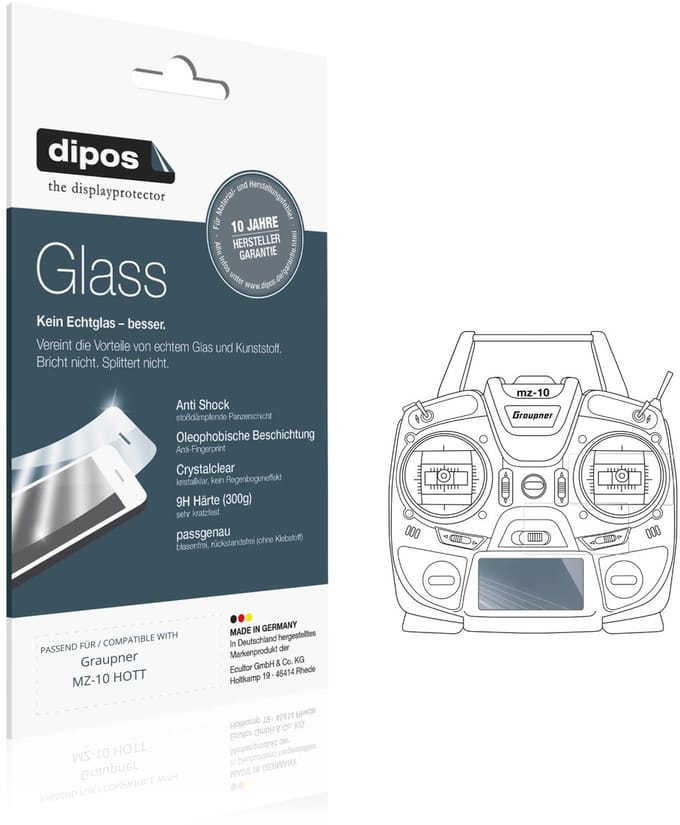 dipos – 2x Pantserfolie geschikt voor Graupner MZ-10 HOTT | 9H Screenprotector