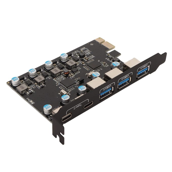 Carte adaptateur PCI Express USB 3.1 haute vitesse 5 Gbit/s 5 ports, adaptateur réseau PCIe externe pour Windows black