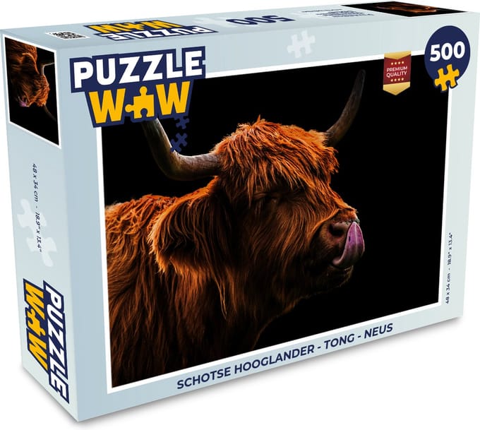 Puzzel Schotse Hooglander - Tong - Neus - Legpuzzel - Puzzel 500 stukjes