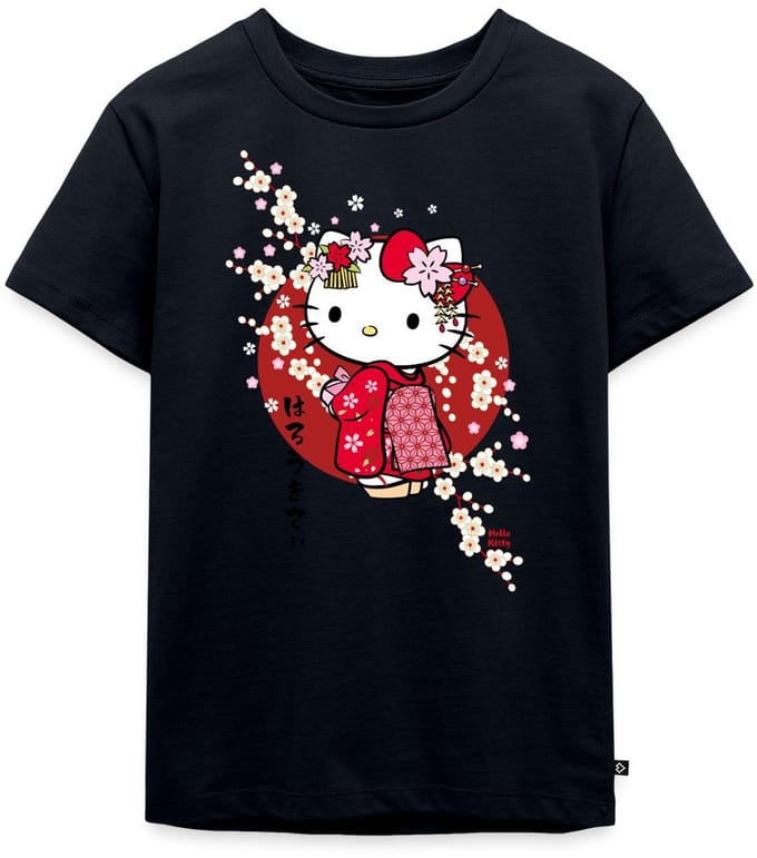Hello Kitty In Een Rode Kimono En Kersenbloesems Premium T Shirt Kinderen