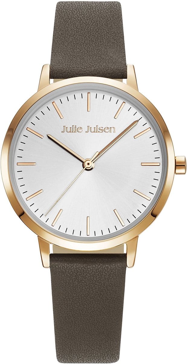 Julie Julsen Damenuhr Edelstahl roséfarben Lederband mocca