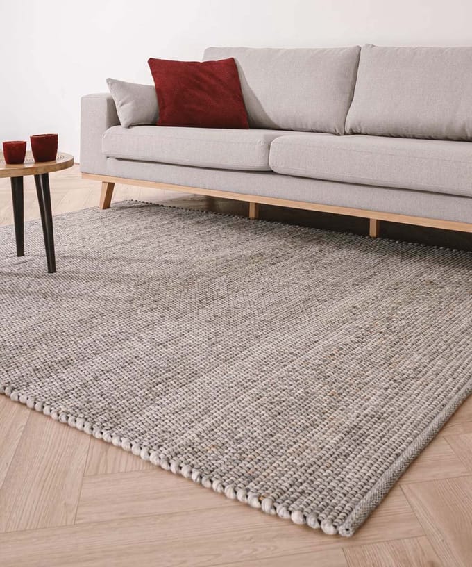 Wollen vloerkleed - Lett lichtgrijs 250x340