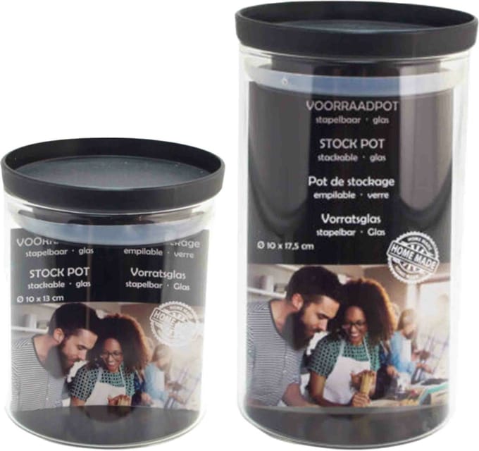 Voorraadpot/weckpot set - 4x Stuks - Stapelbaar - Glas