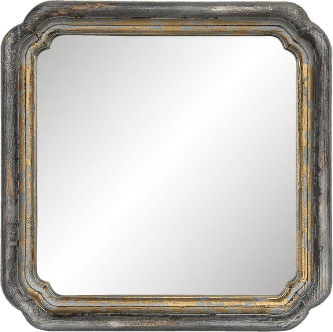 Clayre & Eef Spiegel 44x44 cm Goudkleurig Hout