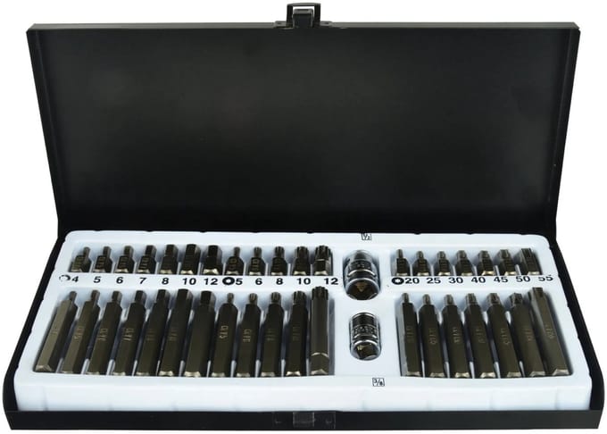 GEKO 40-delige bitset - Hex, spline & Torx - Chroom-vanadium - Inclusief metalen opbergbox