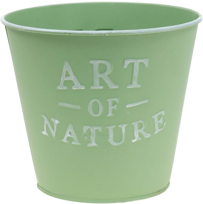 Zinken bloempot, mintgroen, Ø15cm, H13,5cm