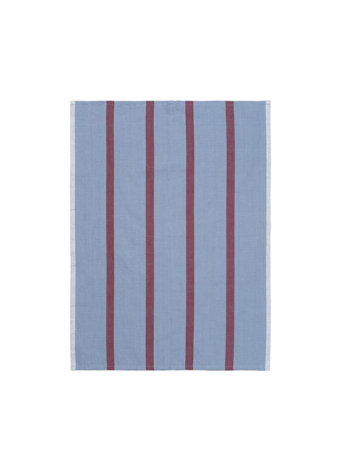 Ferm Living Hale Theedoek - faded blue/burgundy