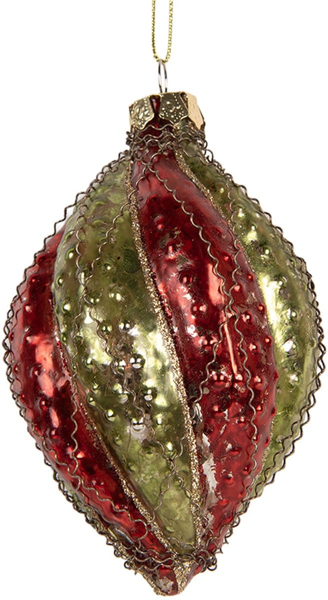 Clayre & Eef Kerstbal Overig Ø 7x11 cm Rood Glas Kerstballen