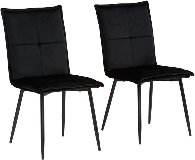 Donna-Eetkamerstoel - Set van 2 - Zwart Fluweel