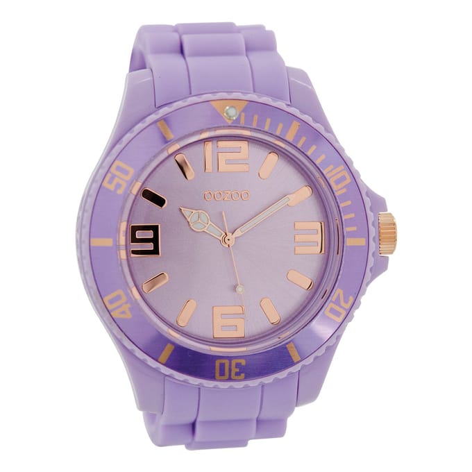 OOZOO Timepieces - Lila horloge met lila rubber band - C5036