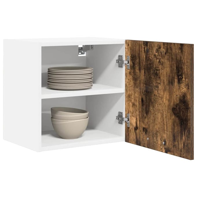 vidaXL - Hangkast - 2 - st - Gerookte - Eik - en - Wit - Bewerkt - hout