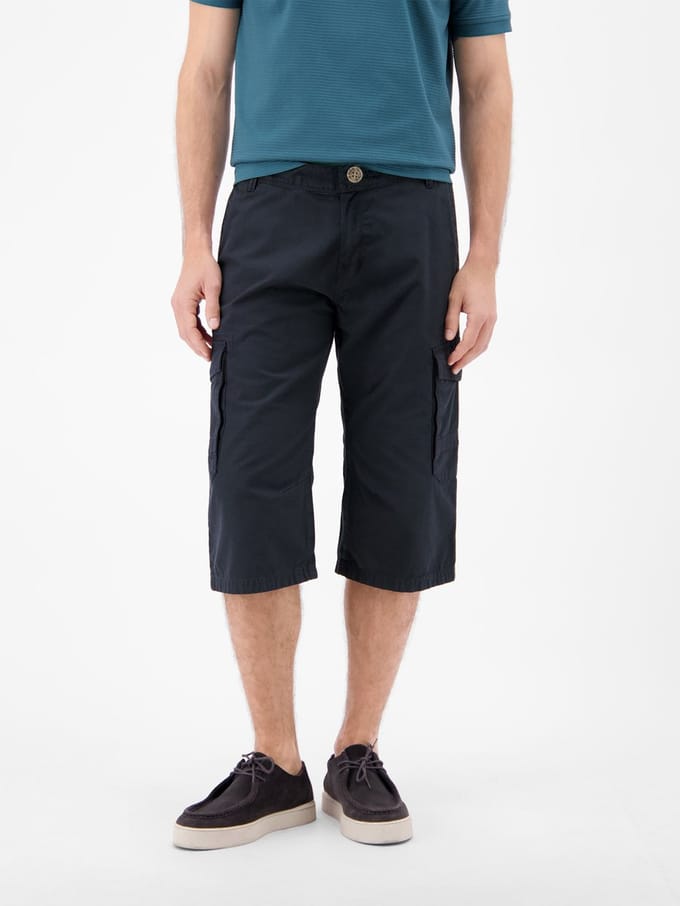 LERROS Bermuda met cargozakken, lang model , Maat: 32 , Kleur: BLUE NIGHT , 100% katoen