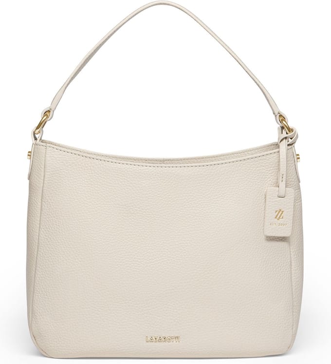 Lazarotti Leren Schoudertas Bologna Leather Hobo Creme White Crème