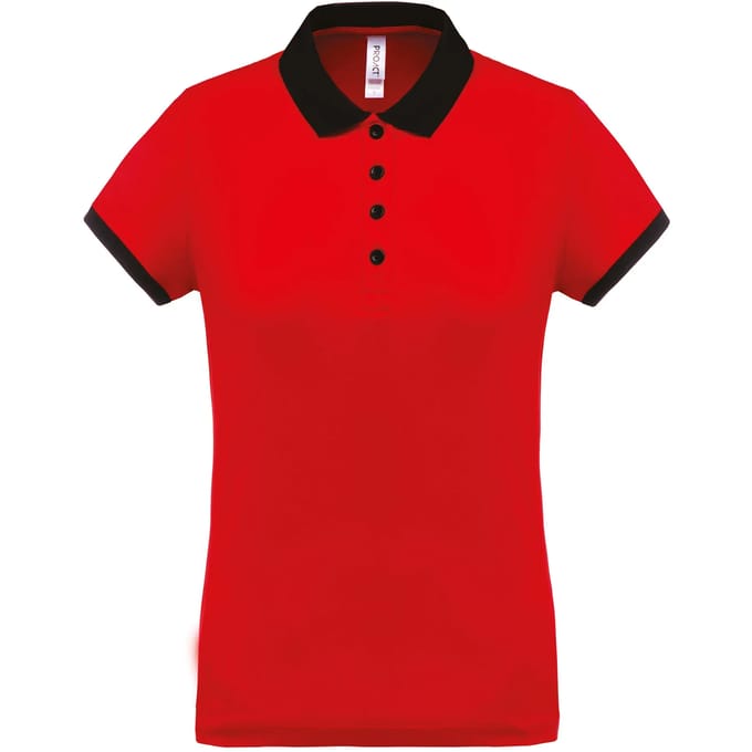 Damessportpolo 'Proact' met korte mouwen Red/Black - XXL