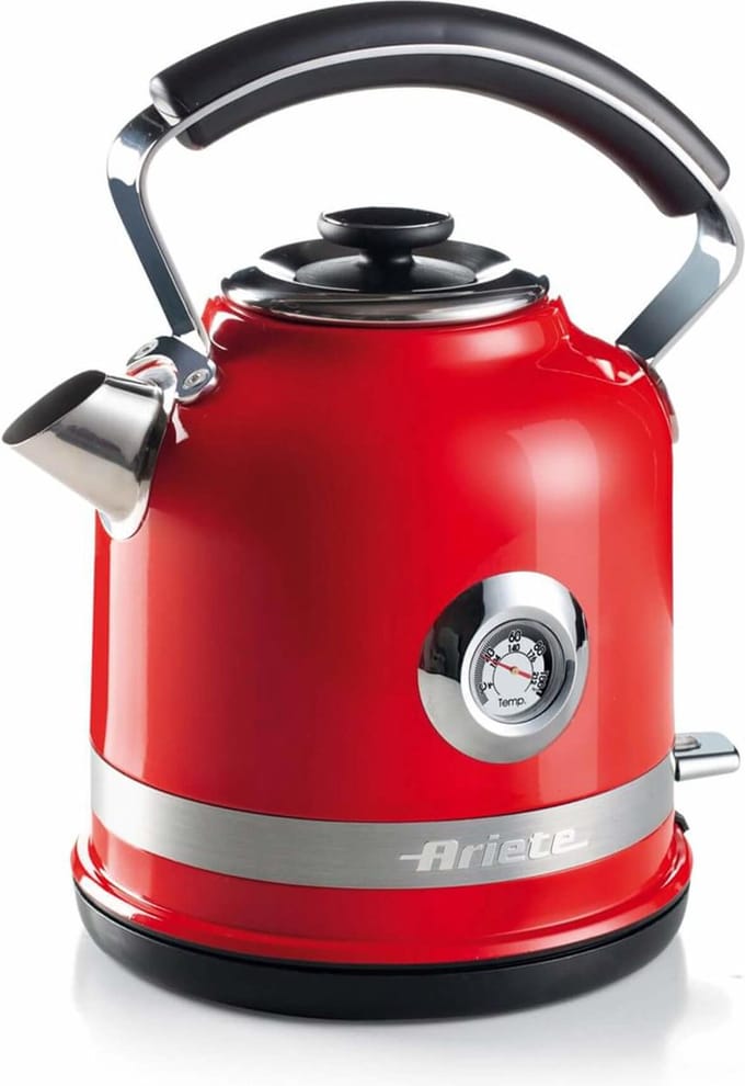 Ariete 2854/00 Moderna Waterkoker - 1.7 Liter inhoud - 2000 Watt - Watertemperatuur thermometer - rood