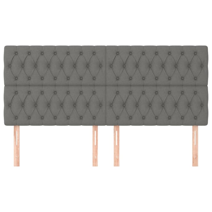vidaXL - Hoofdbord - donkergrijs - 200x7x118/128 - cm - Stof