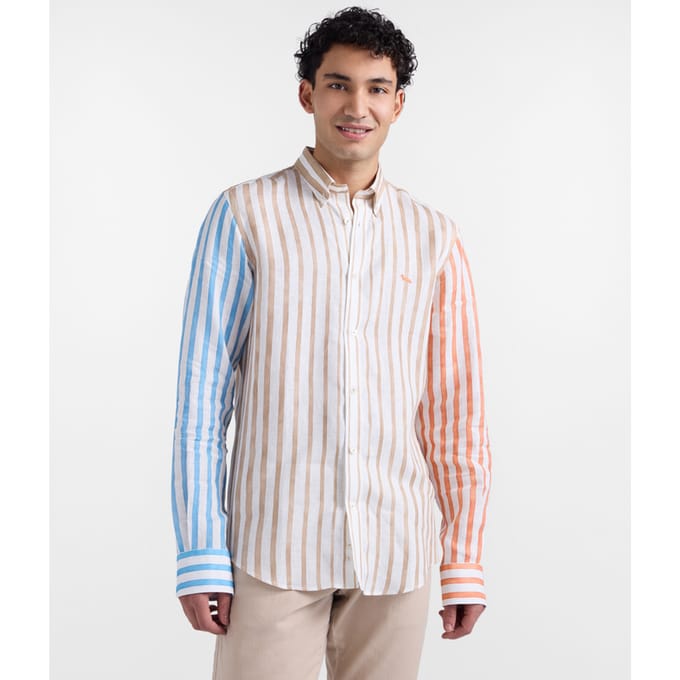 Gestreept shirt met print degrade man goud glans