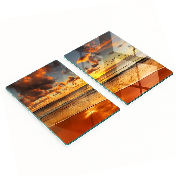 Multifunctionele decoratieve glazen borden met strandzonprint 2x40x52 cm