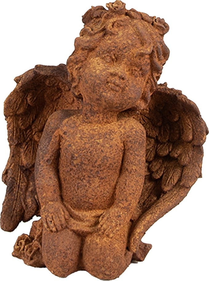 Clayre & Eef Decoratie Beeld Engel 11 cm Bruin Polyresin