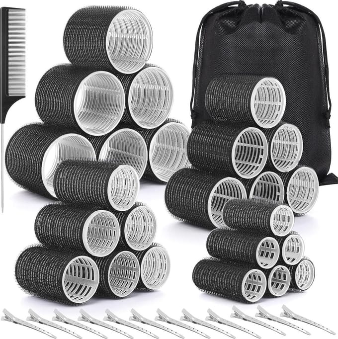Set van 38 Zelfklevende Krulspelden met Clips en Kam - Hittevrije Haarrollers voor Mooi Golfend Haar