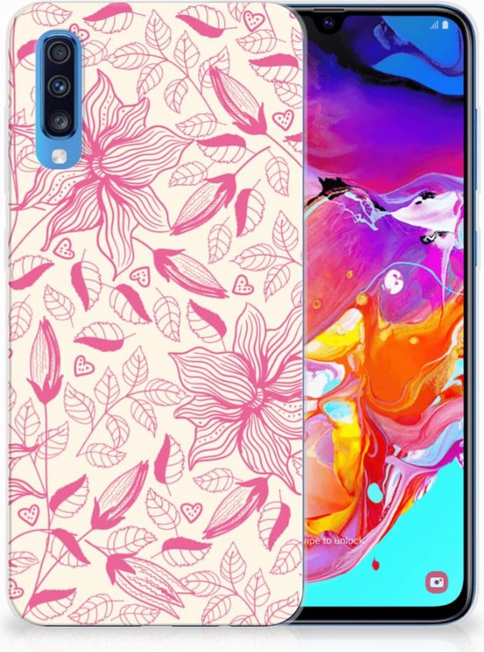 Samsung Galaxy A70 TPU Case Pink Flowers