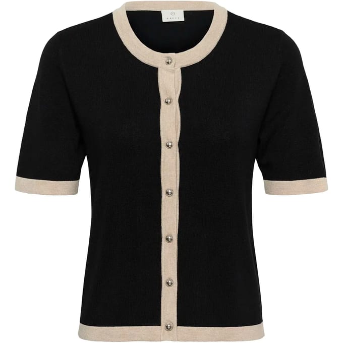 Kaffe KAlizza Contrast Cardigan Dames Trui - Black Deep