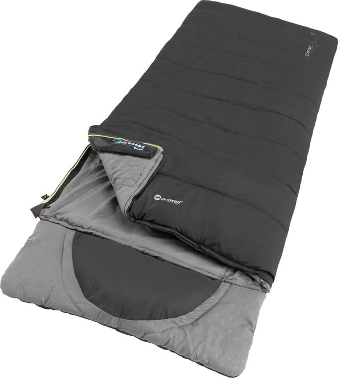 Outwell DS Contour slaapzak 220 cm Midnight Black rits rechts