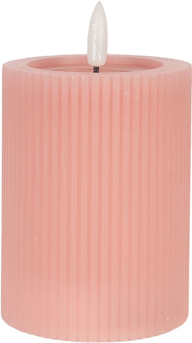 Clayre & Eef LED Kaars Ø 8x13 cm Roze Wax