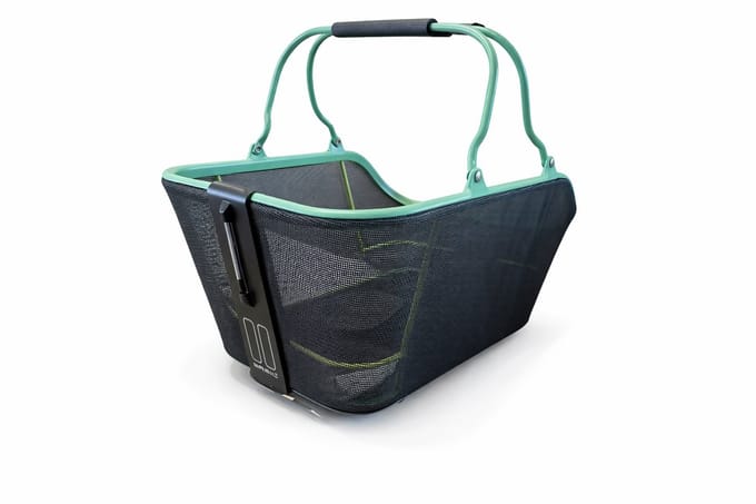 Basil Cento Tech Fiber Fietsmand Nordlicht MIK - Achter - Textonile- Grijs Groen - LED verlichting -