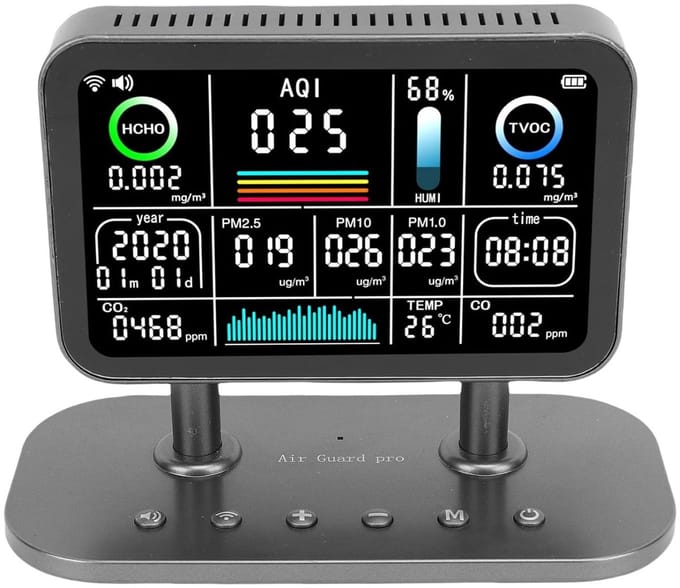 Luchtkwaliteitsmeter - Binnenluchtmeter Detector - Gezondheid Monitoren - 13 in 1 Metingen - Ultra HD Scherm