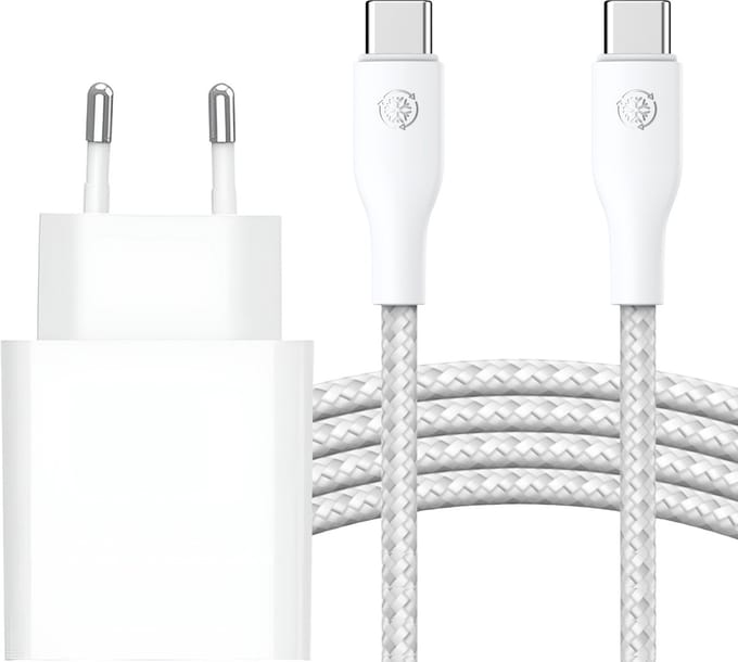 20w usb C Adapter + usb C naar usb C Kabel 3 Meter - Usb-C Oplader - Snellader - Wit