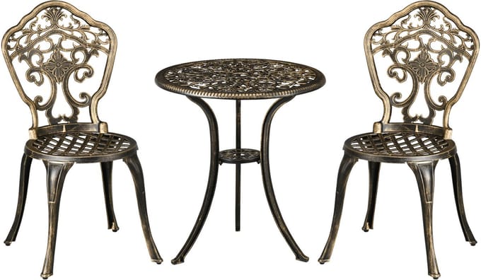 Outsunny Bistroset voor buiten - Aluminium - 39x52x88cm - Brons
