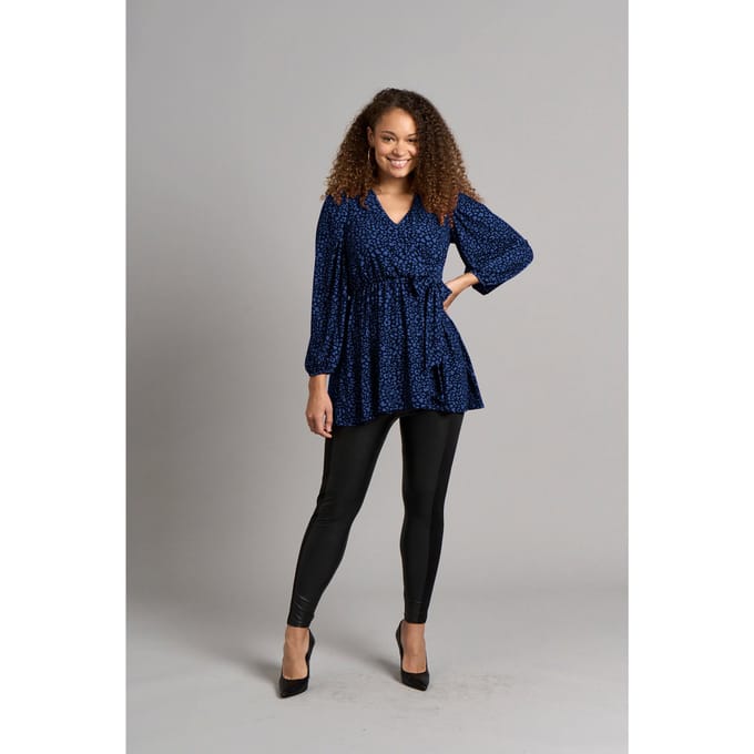 Pinky Luipaard Wrap Top - Navy
