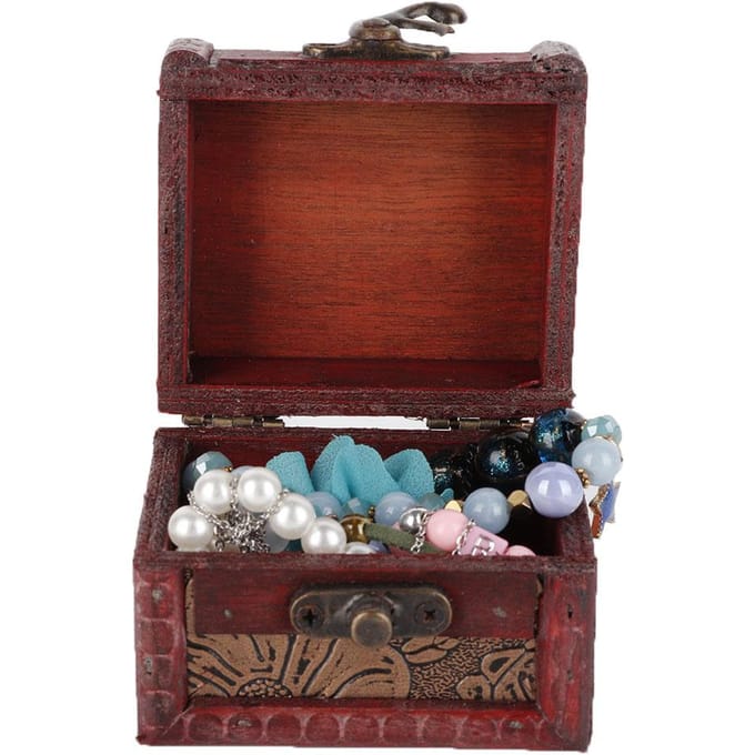 Mini Boîte à Bijoux en Bois Artisanale Vintage Conteneur Support de Rangement pour Bagues Boucles d'Oreilles (Nénuphar) black