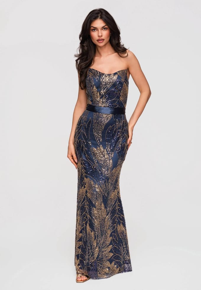 LARICA Jurk - Rits - Gestipt - Jurk Marine M