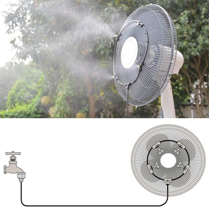 Ventilator Nevel Kit Koeling Bevochtiging Ventilator Nevelring Buitenventilator Nevel Koelsysteem voor Thuis 12 inches zwart