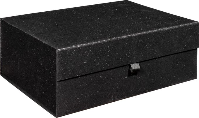 Luxe geschenkdoos ZWART GLITTER, cadeaudoos, formaat 40x30x15cm (1 stuk)