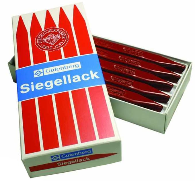 Gutenberg zegellak postverzegeling, zinnoberrood