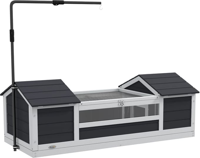 PawHut Schildpaddenhuis - Vurenhout - 120x56,5x43cm - Grijs