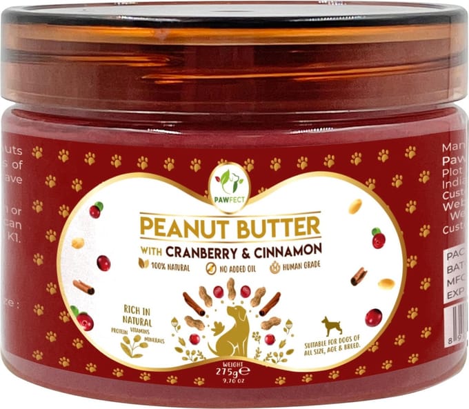 Pawfect Pindakaas voor honden - Veenbessen & Kaneel - 275 gr.