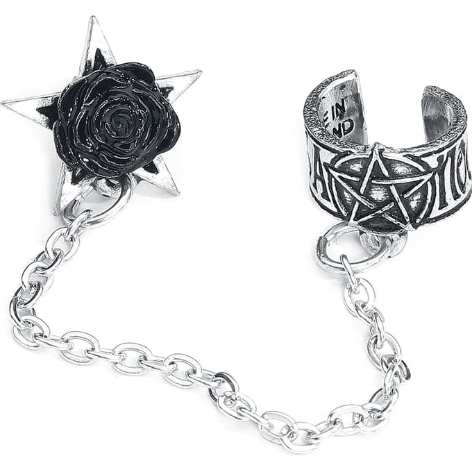 Alchemy Gothic - Gothic Ear Clip - Rosa Nocta Earcuff - voor Vrouwen - zilverkleurig
