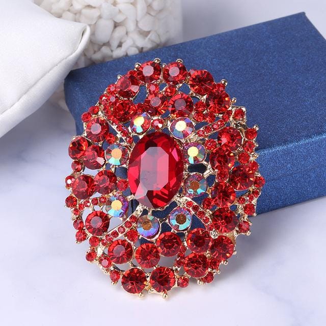 Broche exquise en verre de luxe avec strass en cristal de grande taille, accessoires de vêtements haut de gamme brown