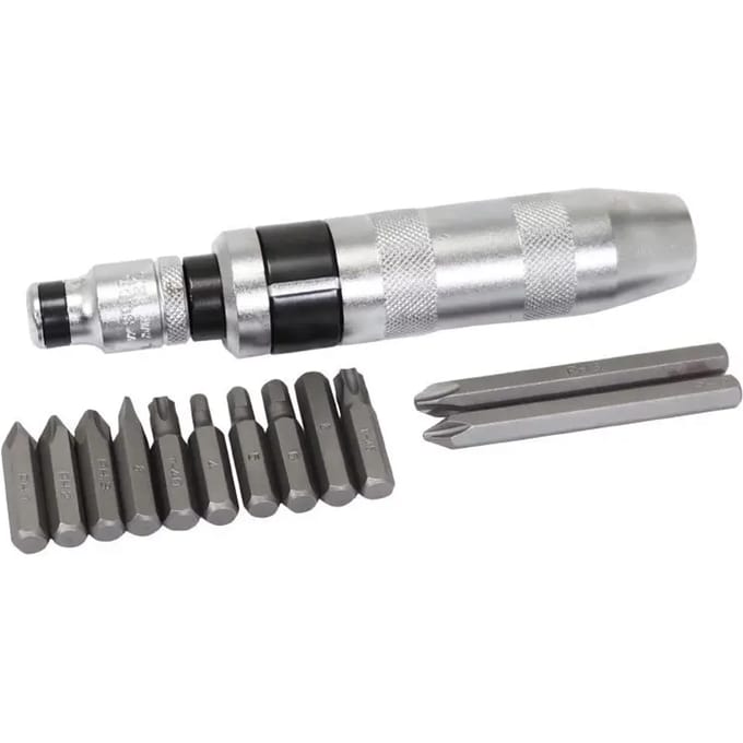 Slagschroevendraaier met bit voor kruiskop-, zeskant- en torxschroeven + 2 x 80 mm kruiskopschroevendraaiers Buzzetti 4918