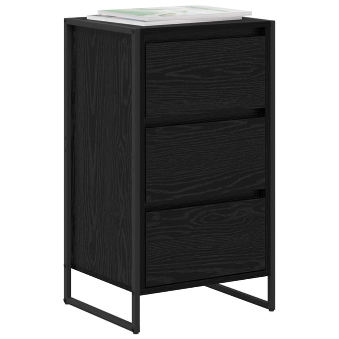 vidaXL - Dressoir - Zwart - Eiken - 43 - x - 36 - x - 75,5 - cm - Bewerkt - hout