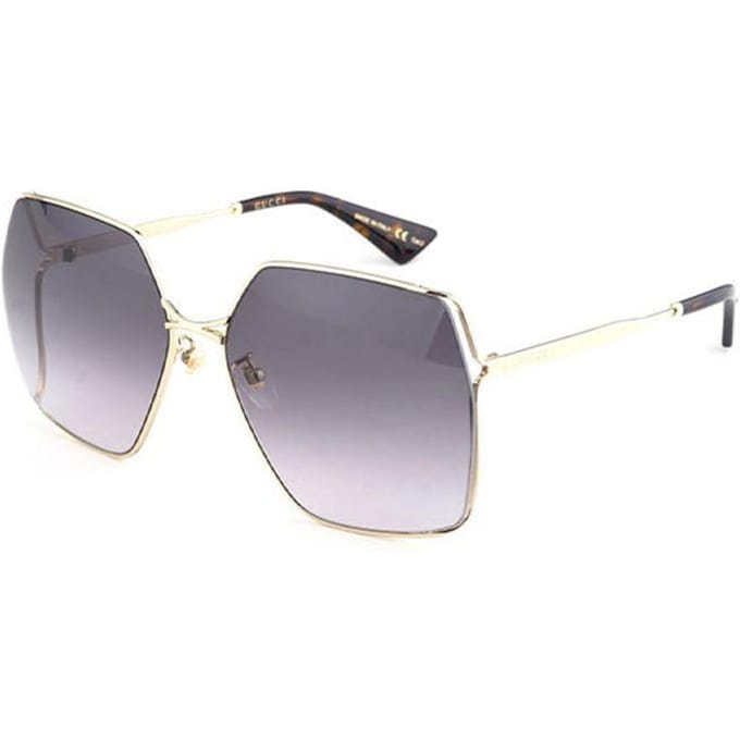 Gucci Metaal Visgraat Hol Groot Frame Vierkante Zonnebril Uniseks Zonnebril GG0817S-001 Dust Bag+Eyeglass Case (Random Color)