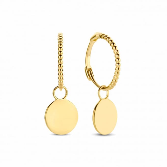 Jackie Fez Disc Hoops 14 Karaat Goud