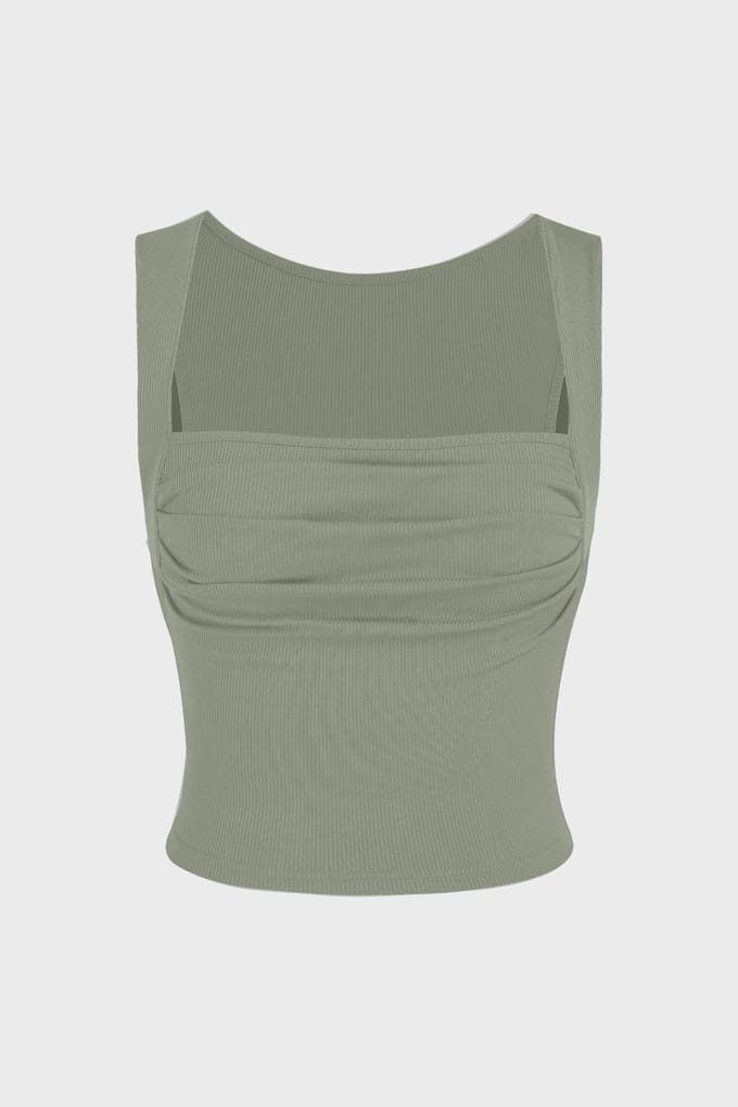 Gerimpelde Blouse met Vierkante Hals