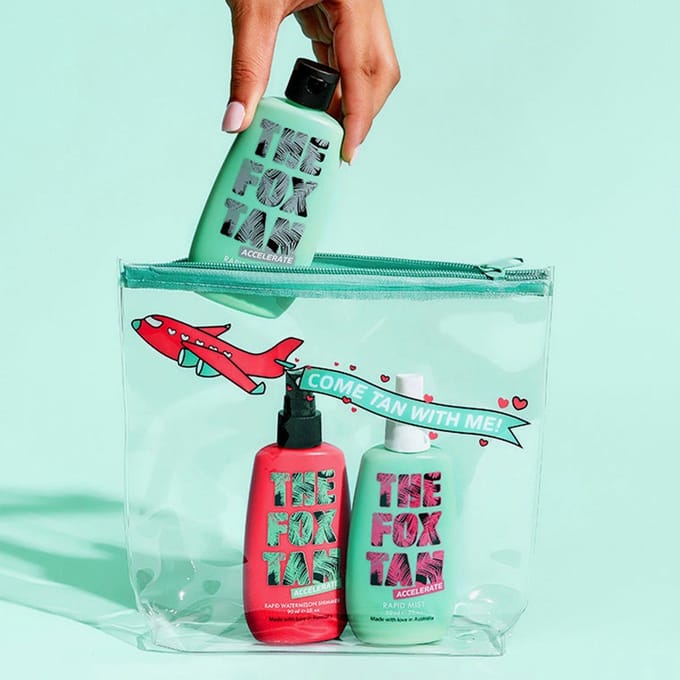 The Fox Tan Jet-Setter Trio: Rapid Elixir, Mist & Watermelon Shimmer 390 Zonnecrème