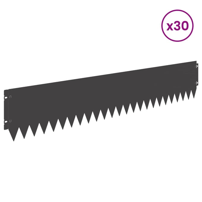 vidaXL - Gazonrand - 30 - st - 103 - x - 20 - cm - Staal - Zwart
