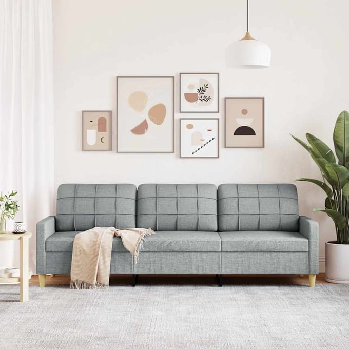 vidaXL - Driezitsbank - 210 - cm - stof - lichtgrijs
